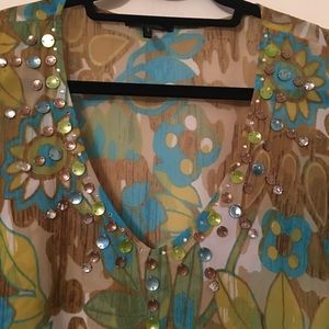 Beaded floral top with Rhinestones S